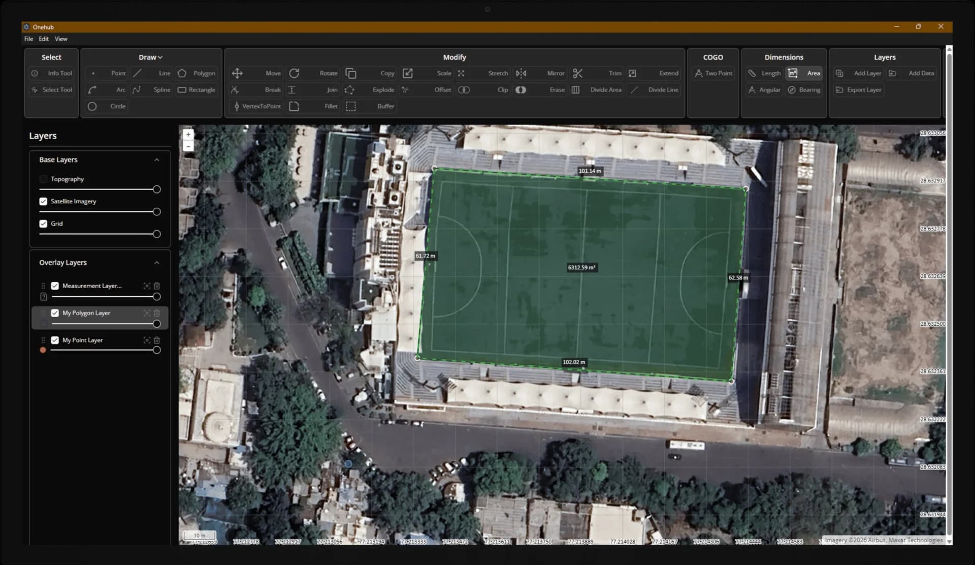 Airace OneHub distance and area measurement tools